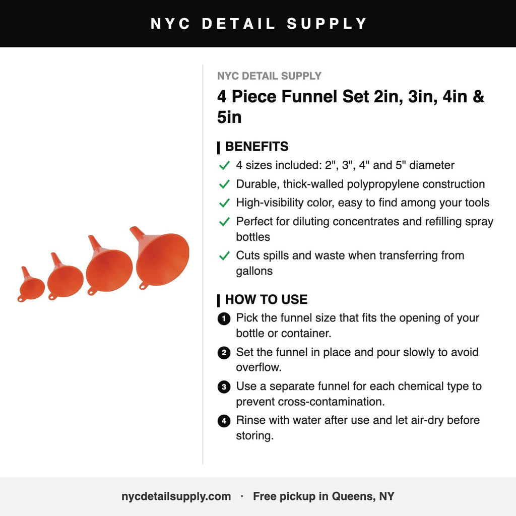 4 Piece Funnel Set 2in, 3in, 4in & 5in - how to use and benefits