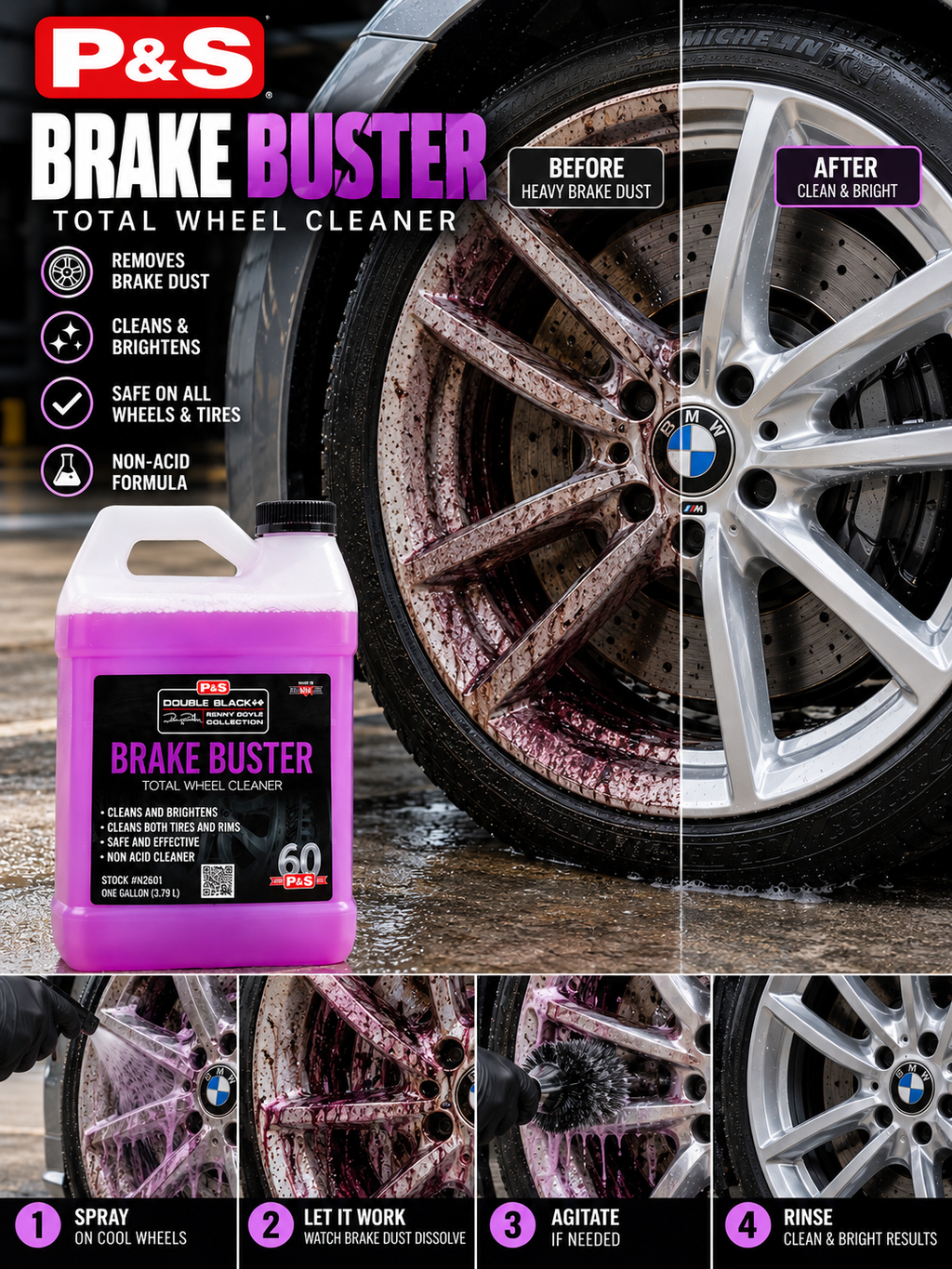 P&S Brake Buster Total Wheel & Tire Cleaner 1 Gallon (128oz)