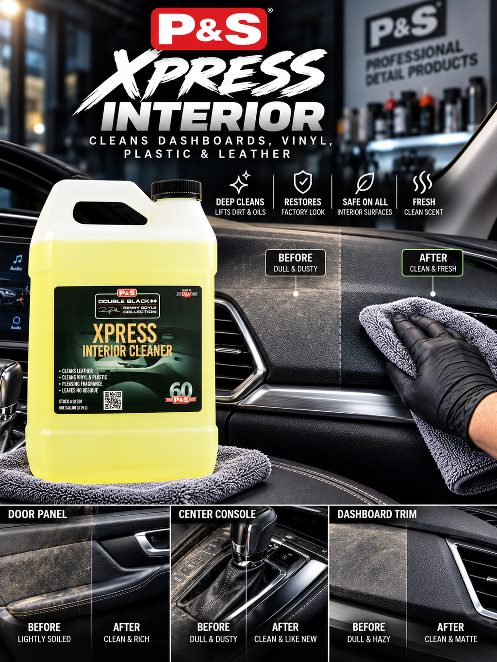 P&S Xpress Interior Cleaner for Plastic, Vinyl & Upholstery 1 Gallon (128oz)
