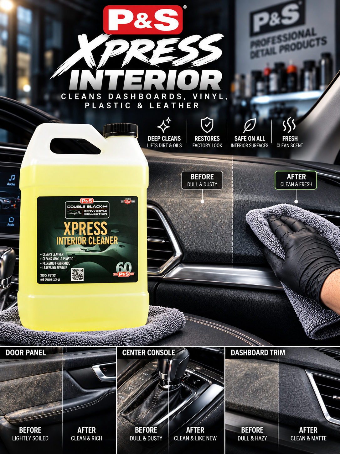 P&S Xpress Interior Cleaner for Plastic, Vinyl & Upholstery 1 Gallon (128oz)