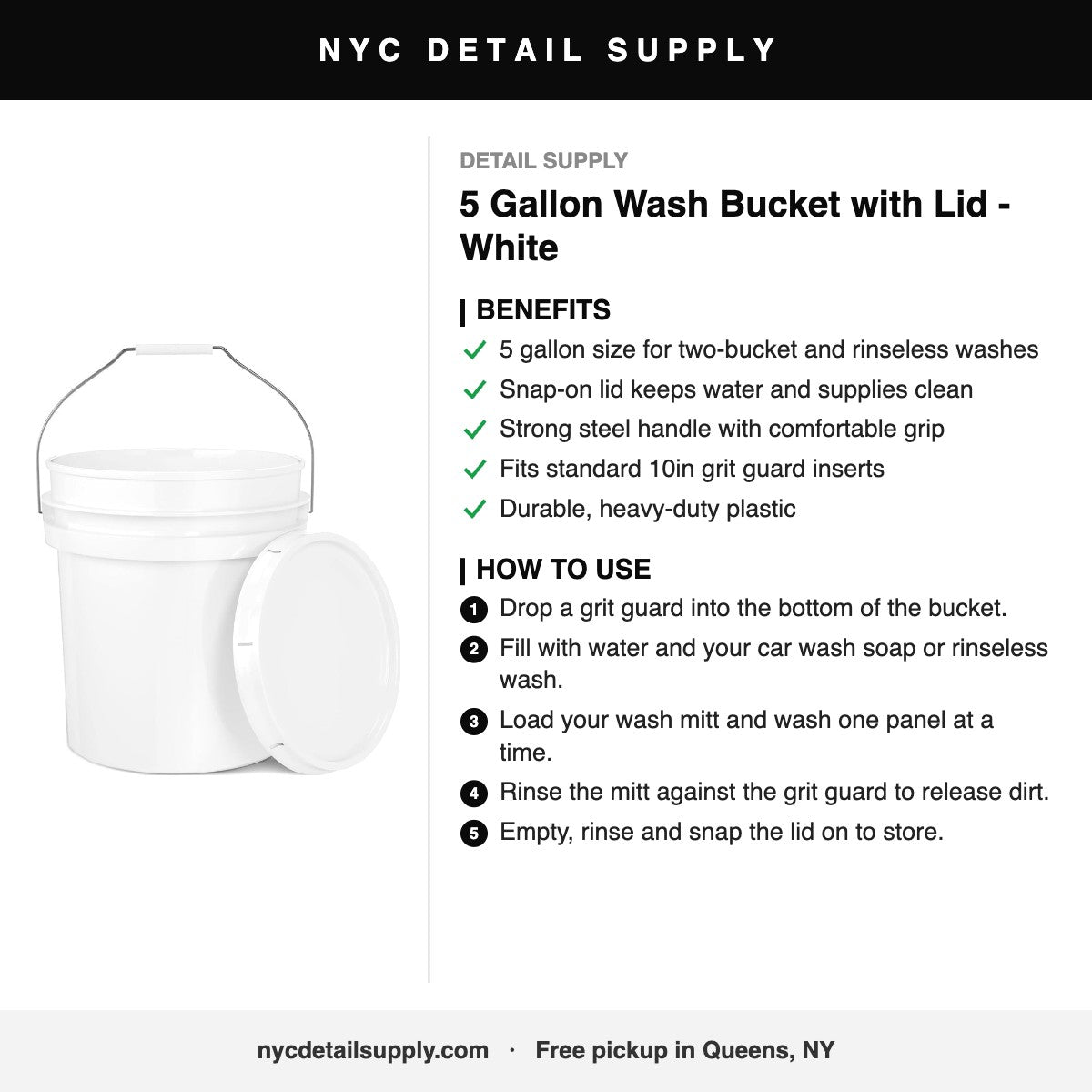 Detail Supply 5 Gallon Wash Bucket with Lid - White - how to use and benefits