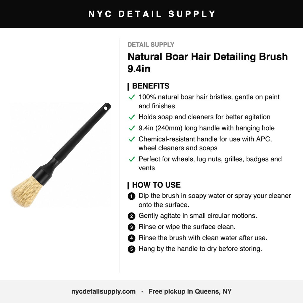 Detail Supply Natural Boar Hair Detailing Brush 9.4in - how to use and benefits
