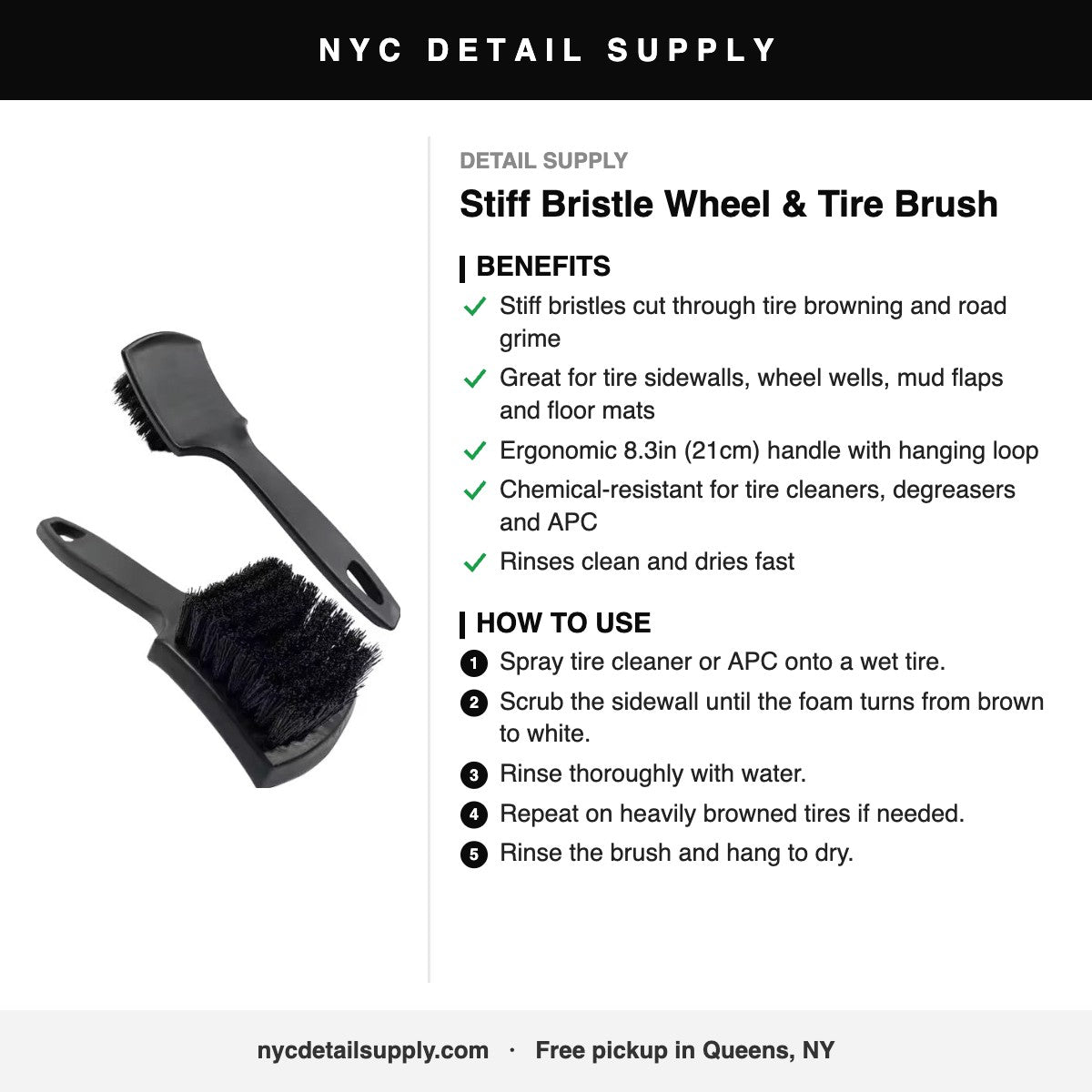 Detail Supply Stiff Bristle Wheel & Tire Brush - how to use and benefits