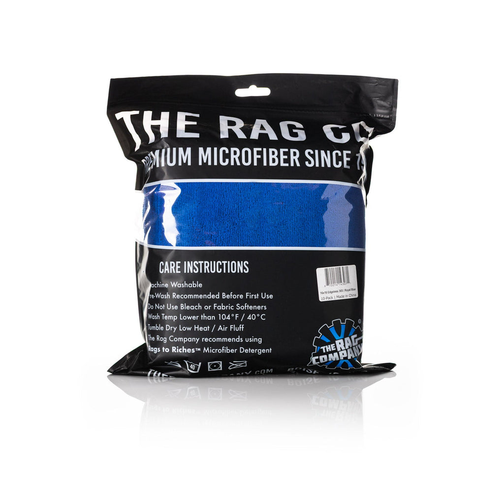 The Rag Company Edgeless 365 GSM Microfiber Towels 16" x 16" Royal Blue 10-Pack