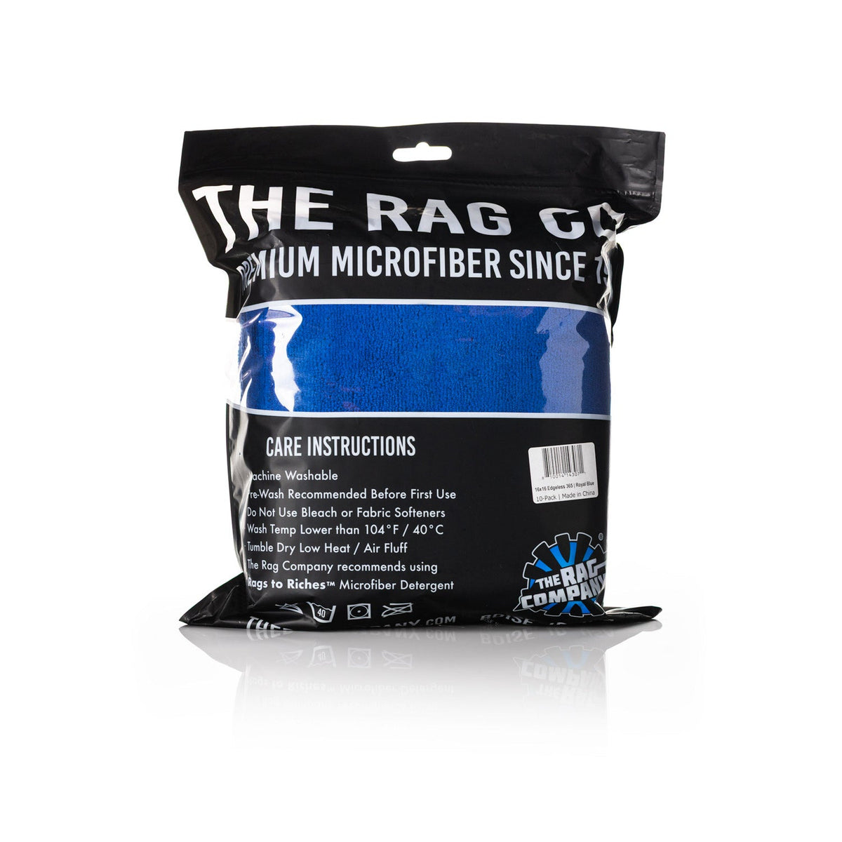 The Rag Company Edgeless 365 GSM Microfiber Towels 16" x 16" Royal Blue 10-Pack