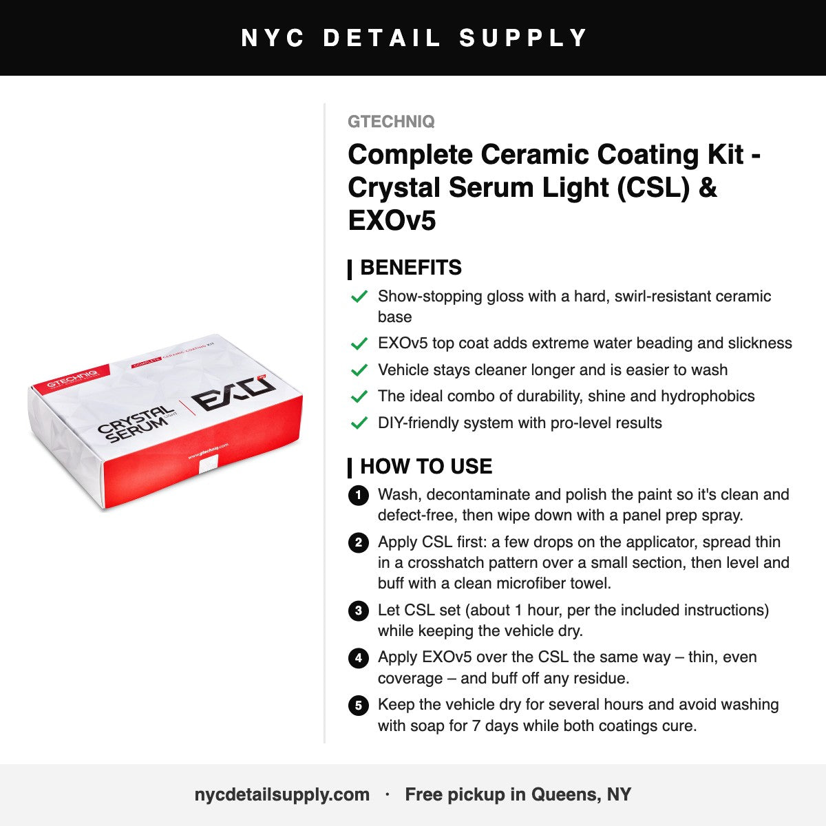 Gtechniq Complete Ceramic Coating Kit - Crystal Serum Light (CSL) & EXOv5 - how to use and benefits