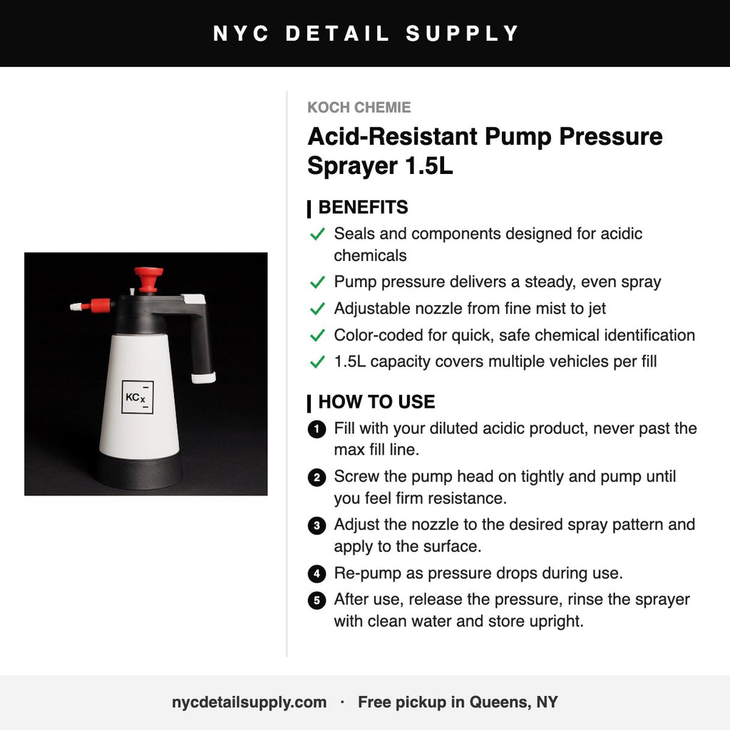 Koch Chemie Acid-Resistant Pump Pressure Sprayer 1.5L - how to use and benefits