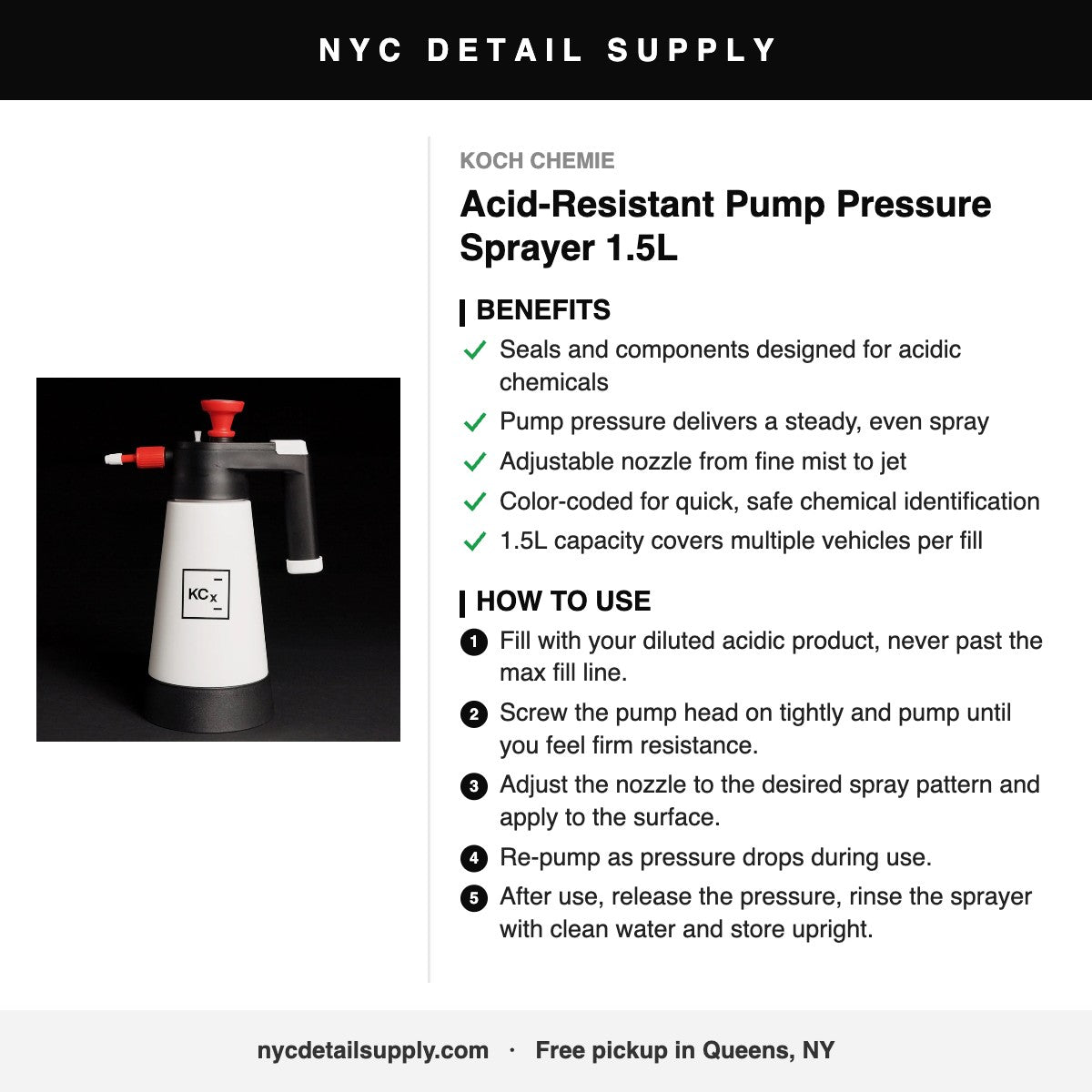 Koch Chemie Acid-Resistant Pump Pressure Sprayer 1.5L - how to use and benefits