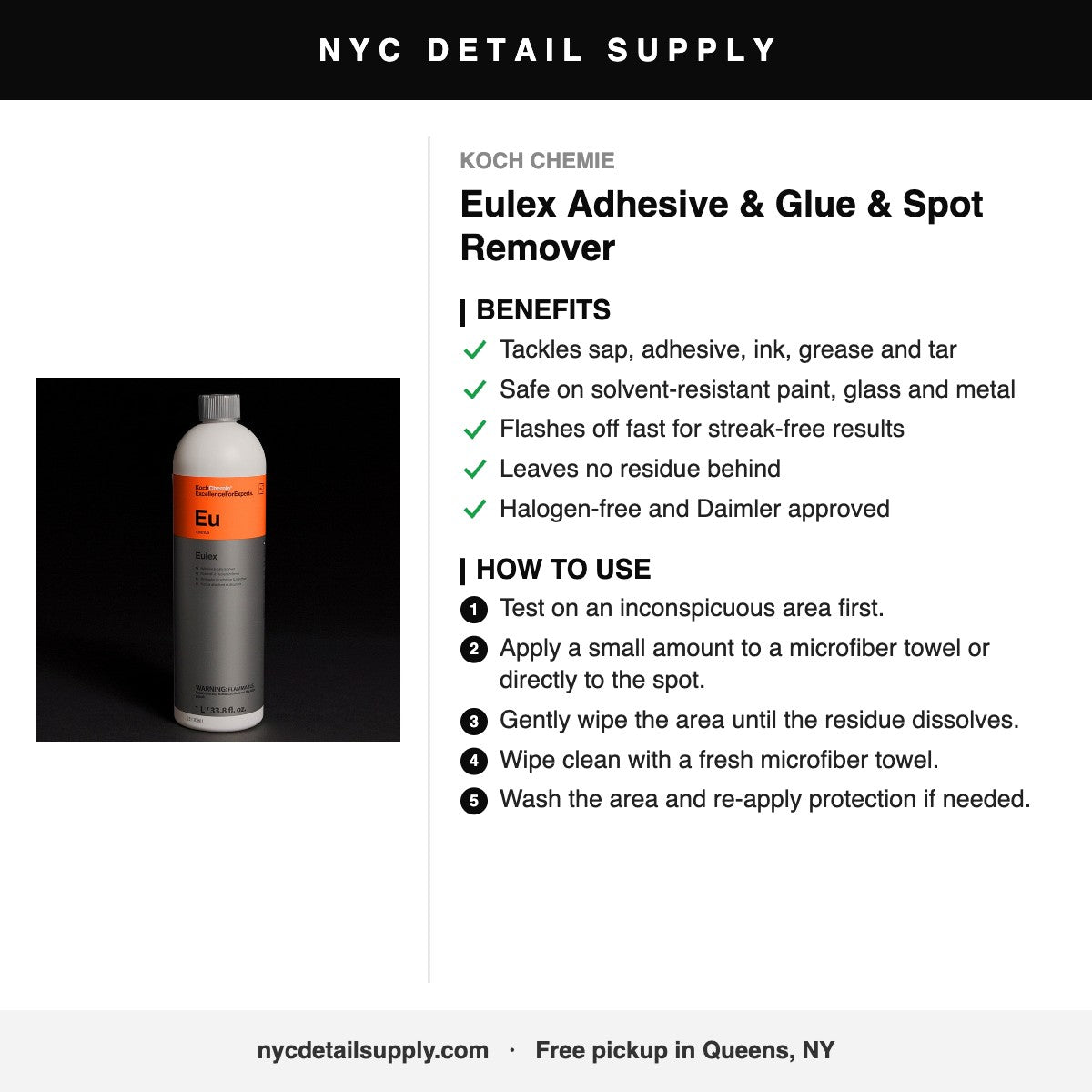 Koch Chemie Eulex Adhesive & Glue & Spot Remover - how to use and benefits