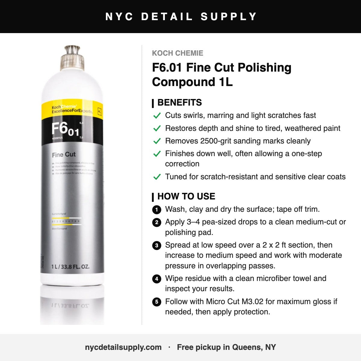 Koch Chemie F6.01 Fine Cut Polishing Compound 1L - how to use and benefits