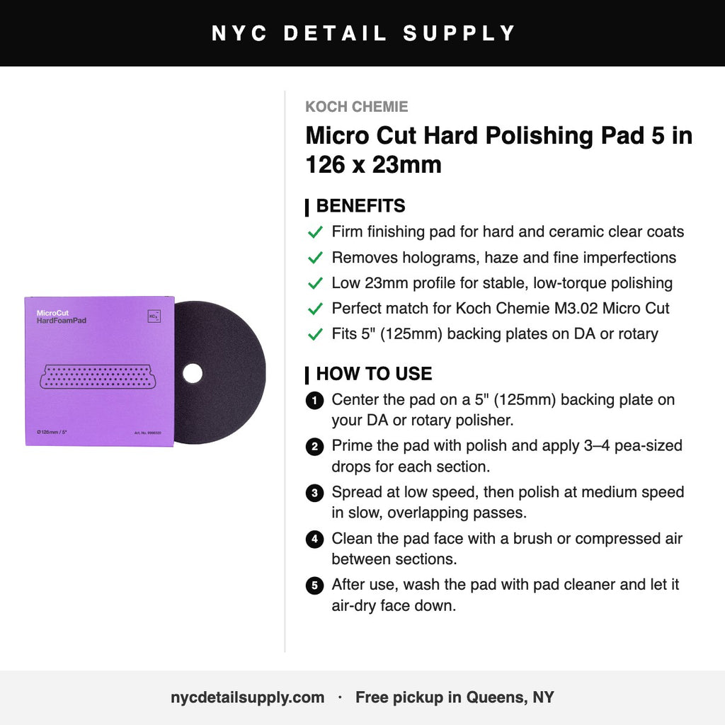 Koch Chemie Micro Cut Hard Polishing Pad 5 in 126 x 23mm - how to use and benefits