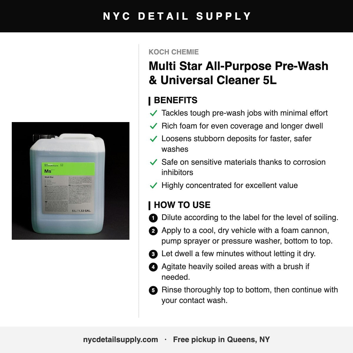 Koch Chemie Multi Star All-Purpose Pre-Wash & Universal Cleaner 5L - how to use and benefits