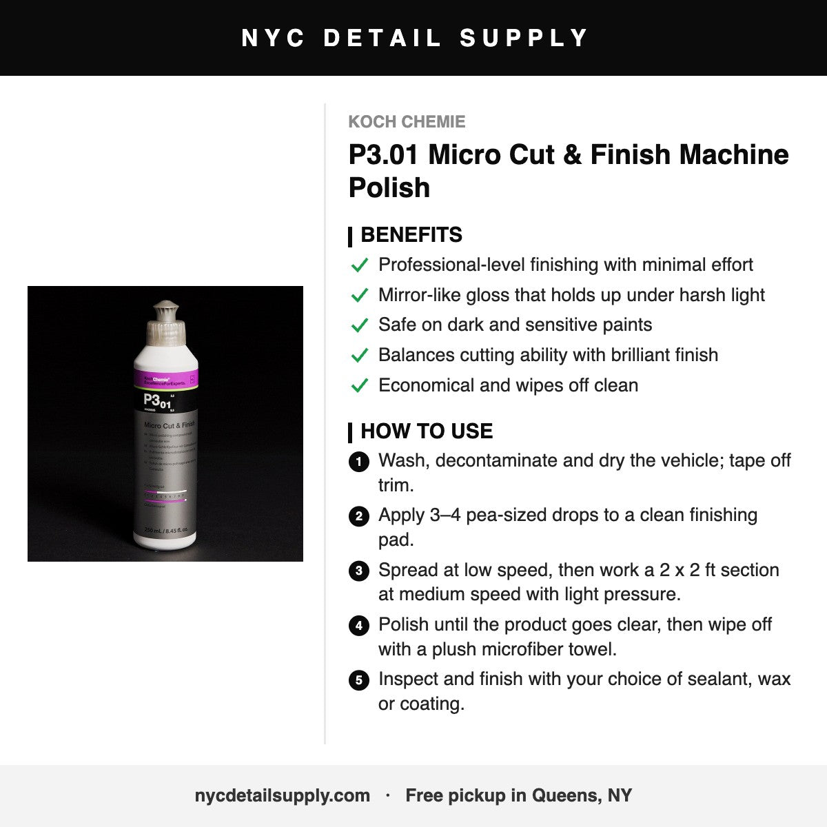Koch Chemie P3.01 Micro Cut & Finish Machine Polish - how to use and benefits