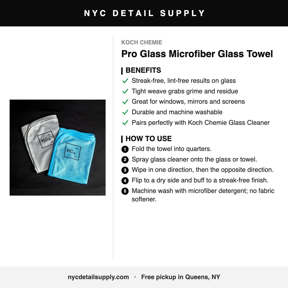 Koch Chemie Pro Glass Microfiber Glass Towel - how to use and benefits