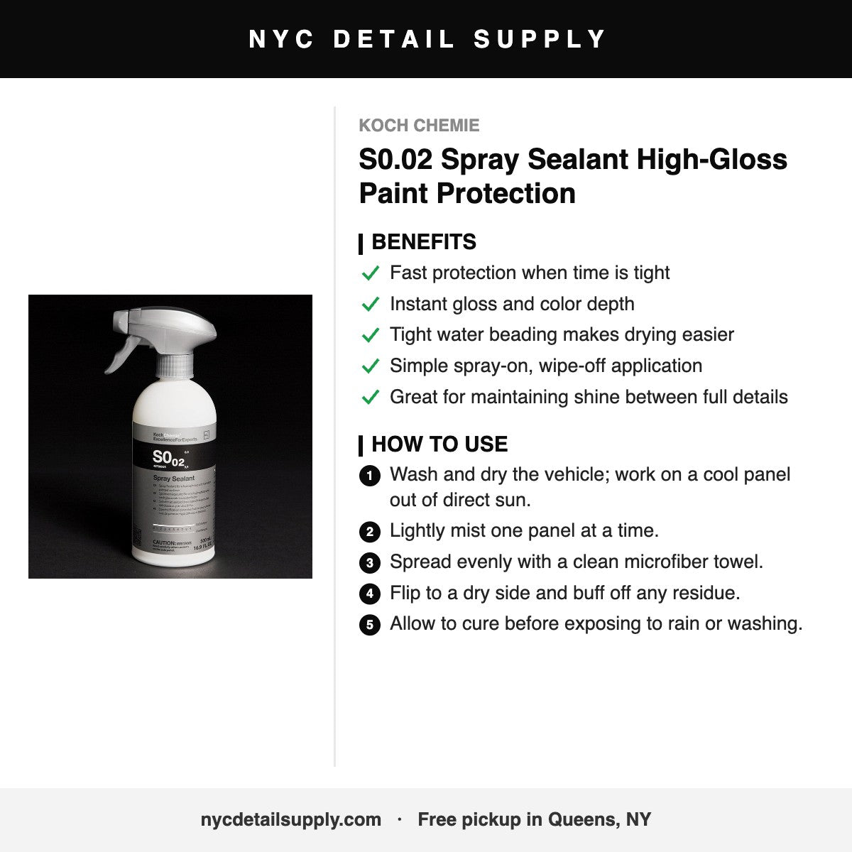 Koch Chemie S0.02 Spray Sealant High-Gloss Paint Protection - how to use and benefits