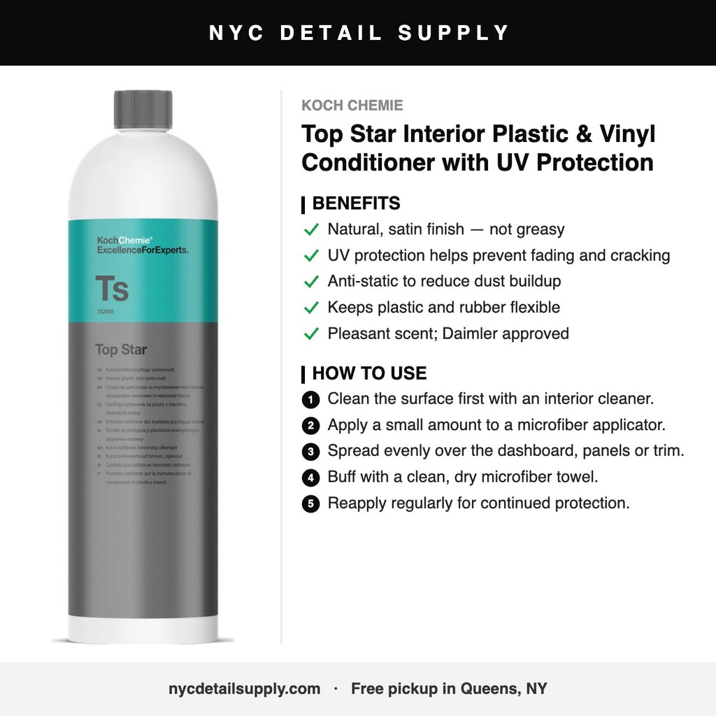 Koch Chemie Top Star Interior Plastic & Vinyl Conditioner with UV Protection - how to use and benefits