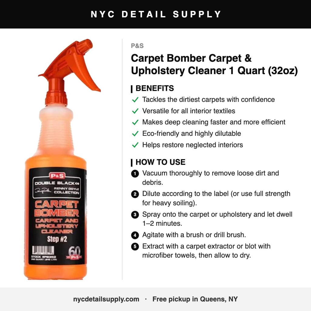 P&S Carpet Bomber Carpet & Upholstery Cleaner 1 Quart (32oz) - how to use and benefits