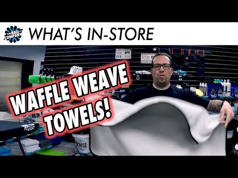 The Rag Company Waffle-Weave Microfiber Glass Towels 16" x 16" Light Blue 3-Pack video