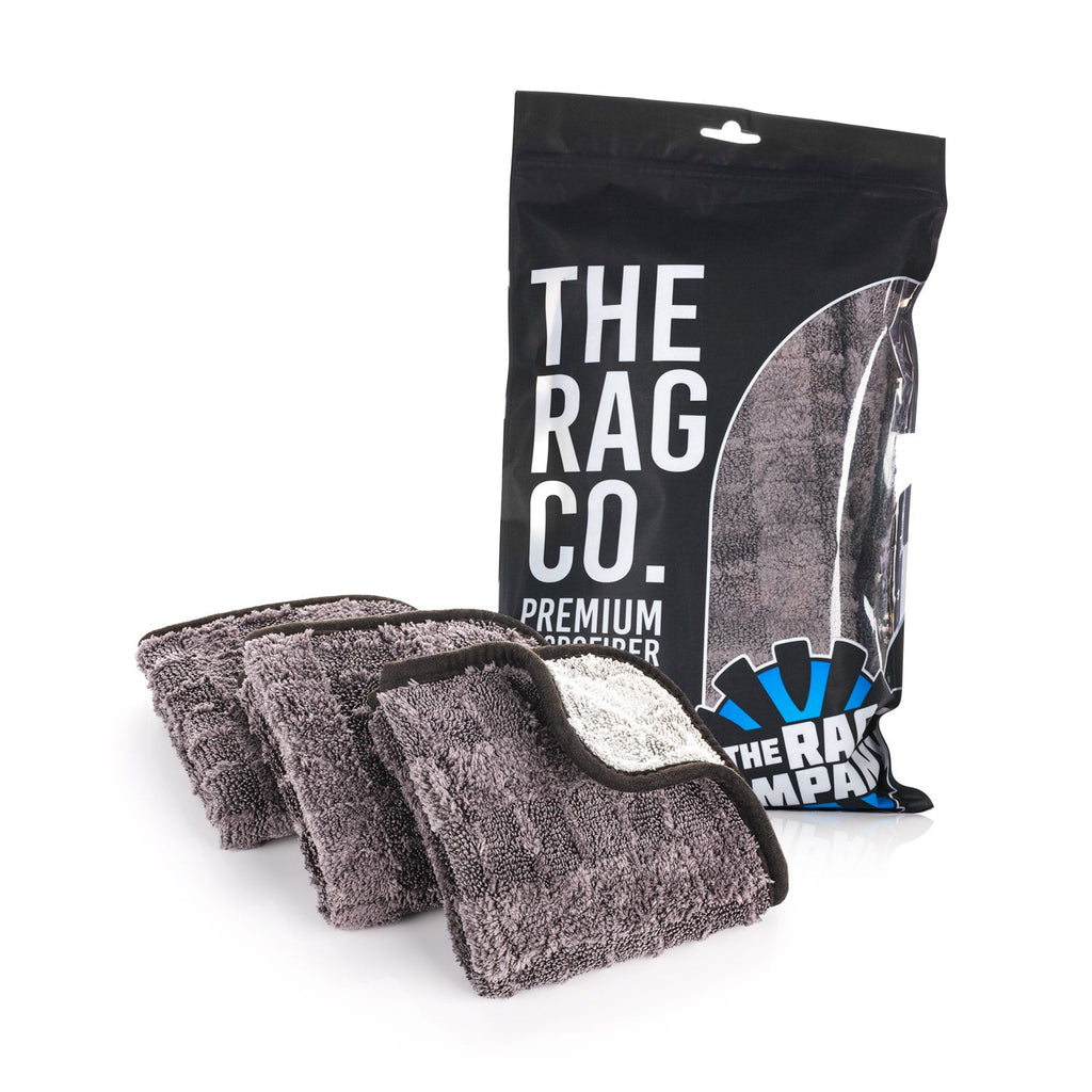 The Rag Company Gauntlet Microfiber Drying Towel 15" x 24" Ice Grey/Grey 2-Pack
