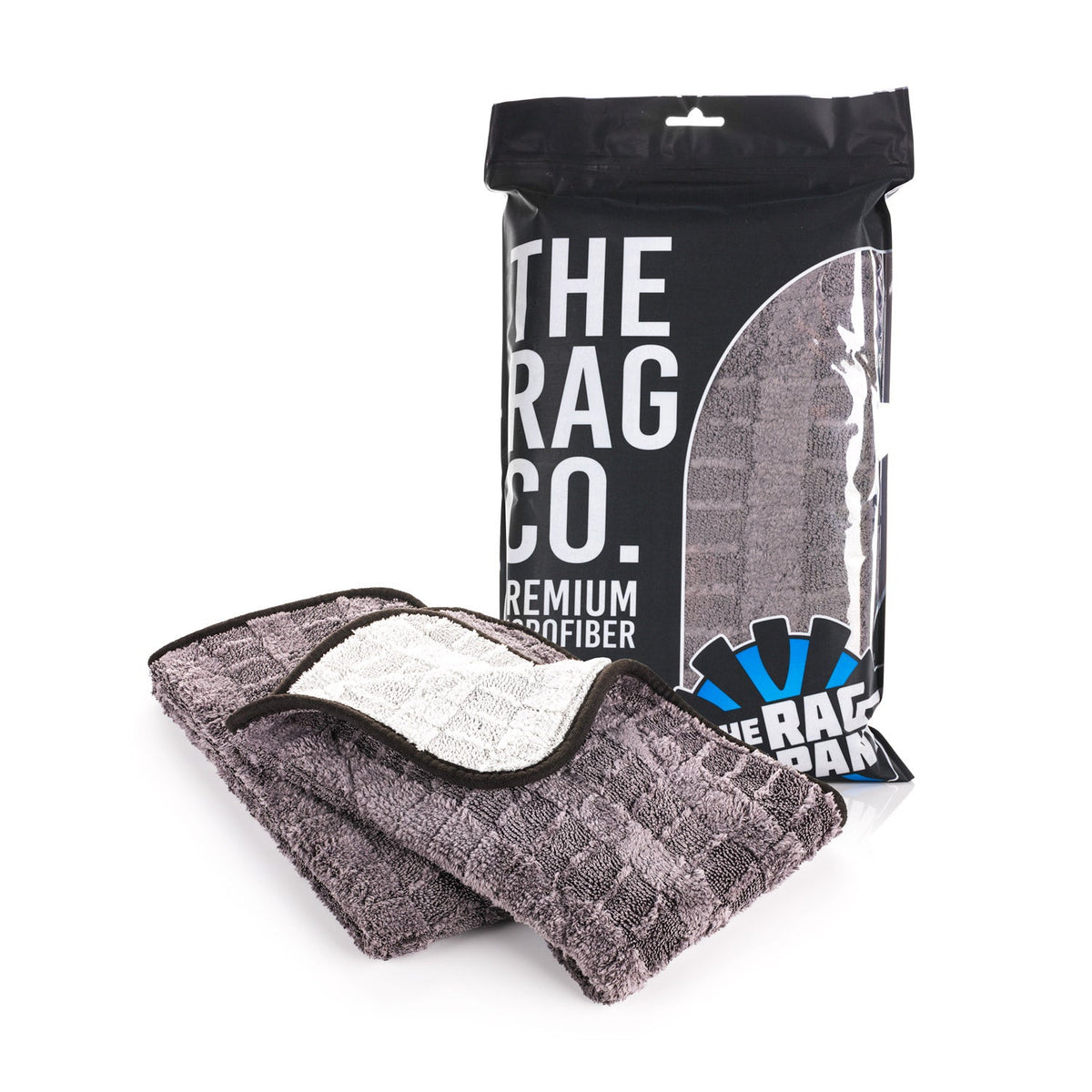 The Rag Company Gauntlet Microfiber Drying Towel 15" x 24" Ice Grey/Grey 2-Pack