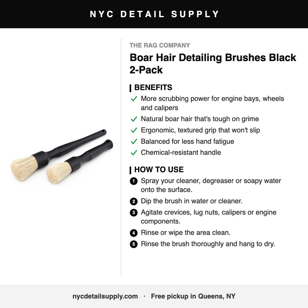 The Rag Company Boar Hair Detailing Brushes Black 2-Pack - how to use and benefits