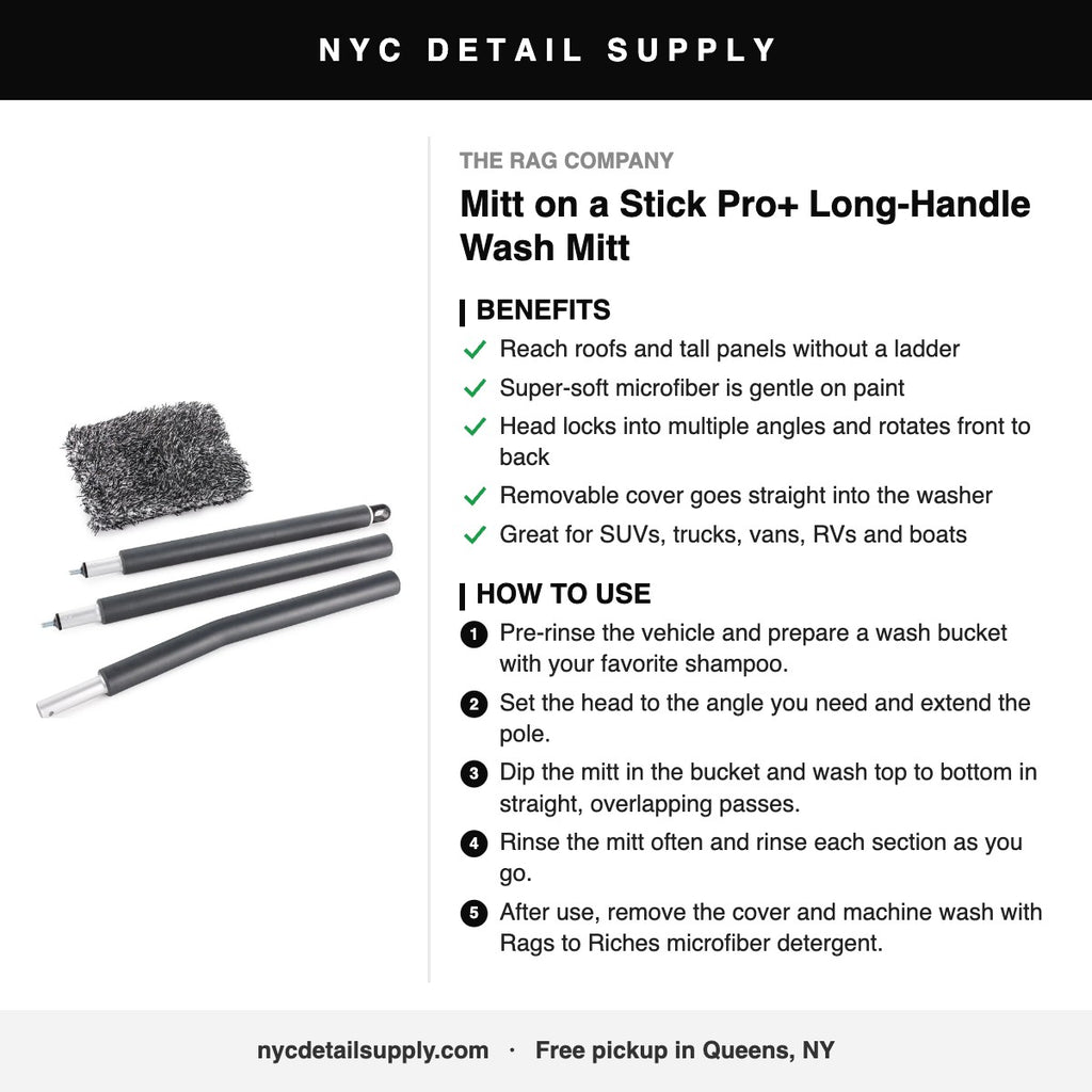 The Rag Company Mitt on a Stick Pro+ Long-Handle Wash Mitt - how to use and benefits