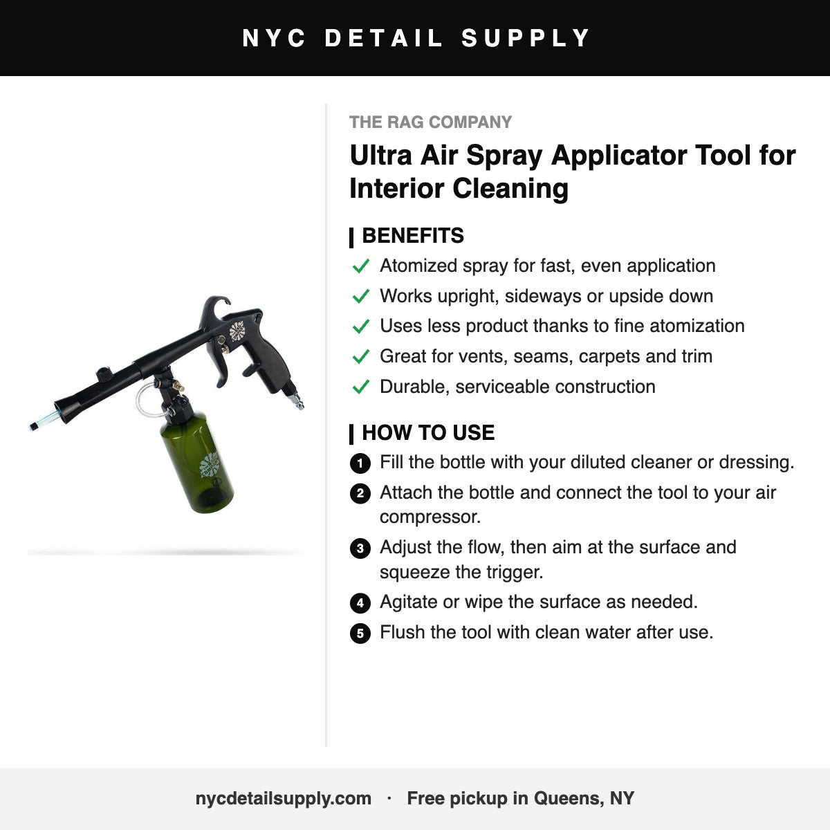 The Rag Company Ultra Air Spray Applicator Tool for Interior Cleaning - how to use and benefits